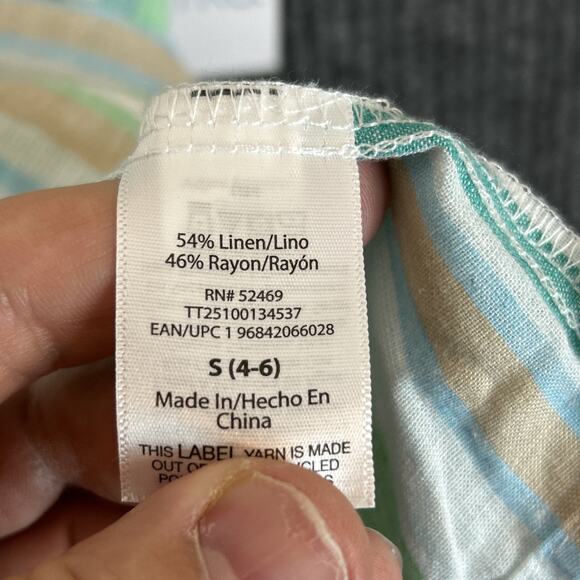 Time & True Womens Tank Top Size Small Multi Color Striped Linen Blend Boho - Picture 6 of 8